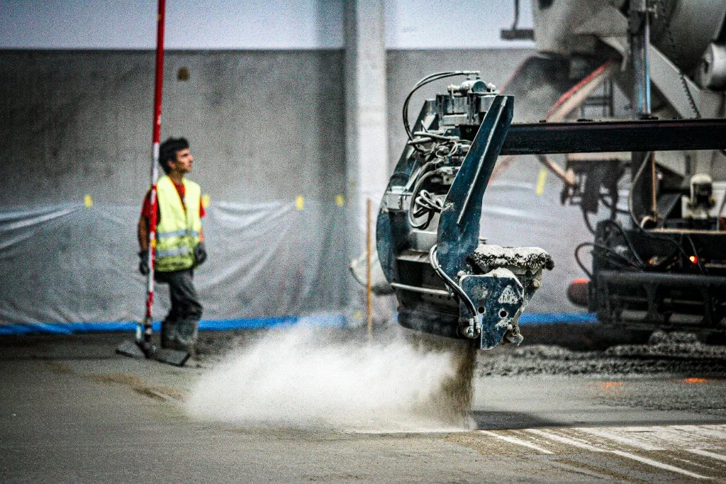 Asphalt paver machine - road construction